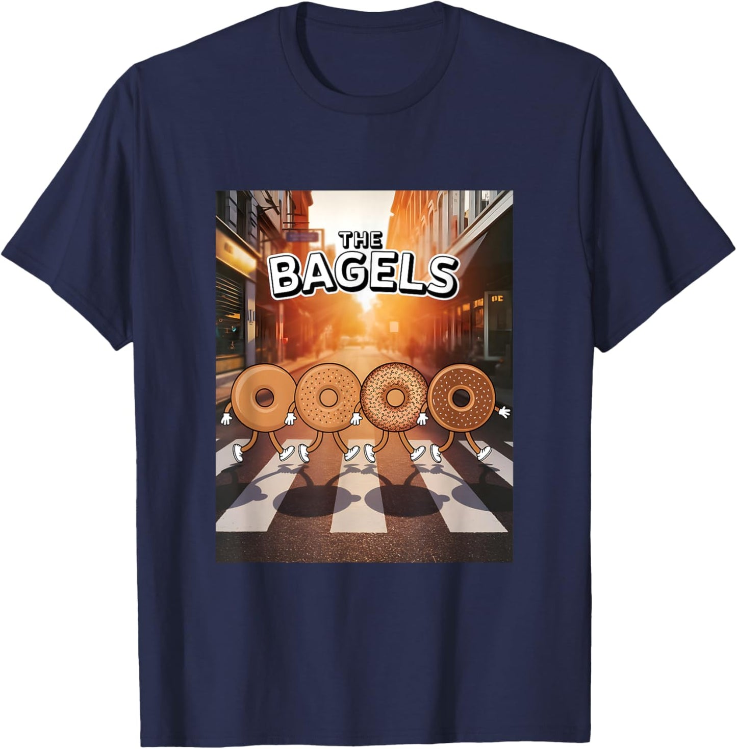 The Bagels Funny Bagel Parody Breakfast Food Cartoon T-Shirt - T-Shirt | Navy