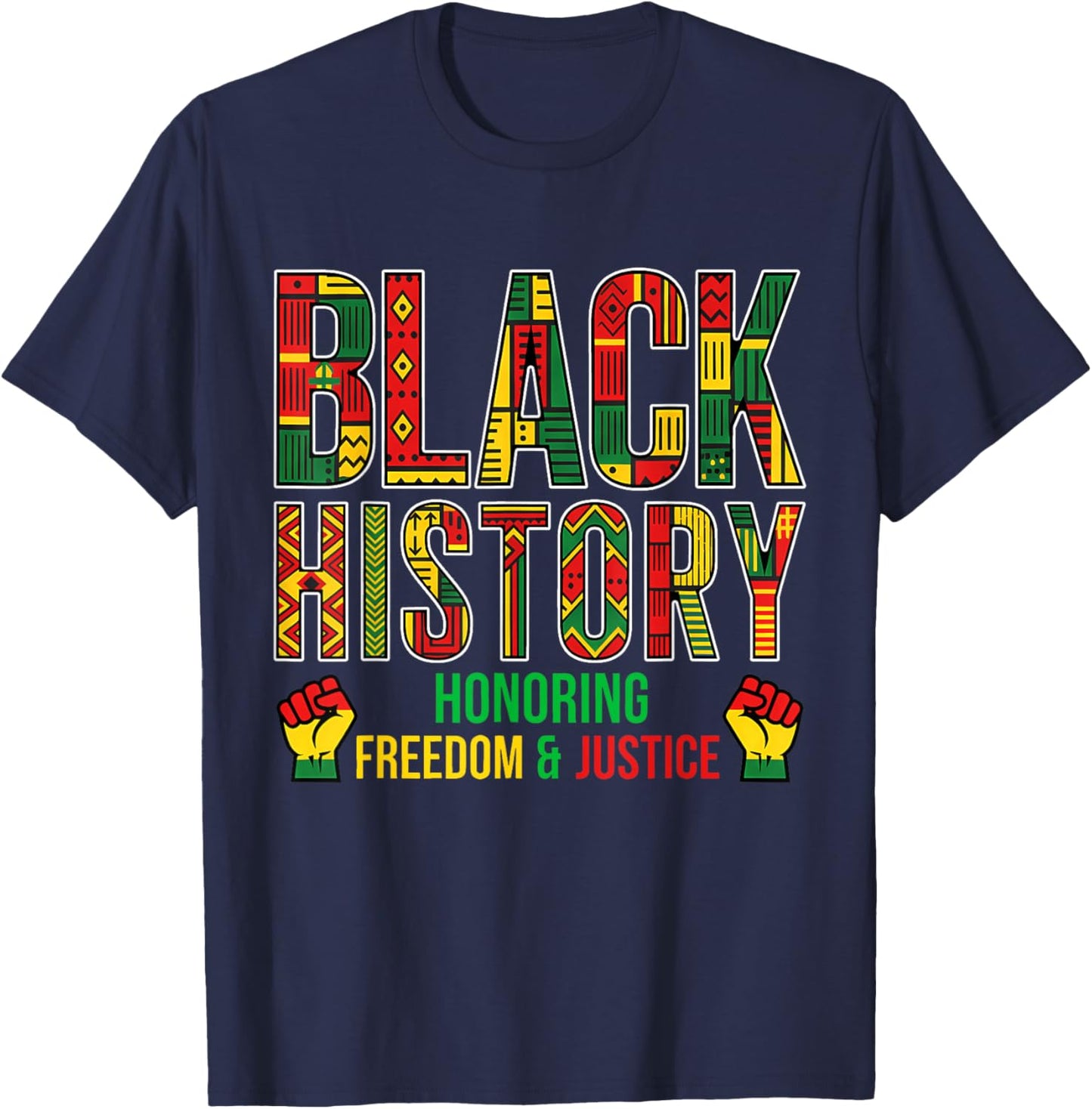 Black History Month Shirt Men Women Kids Patriotic African T-Shirt - T-Shirt | Navy