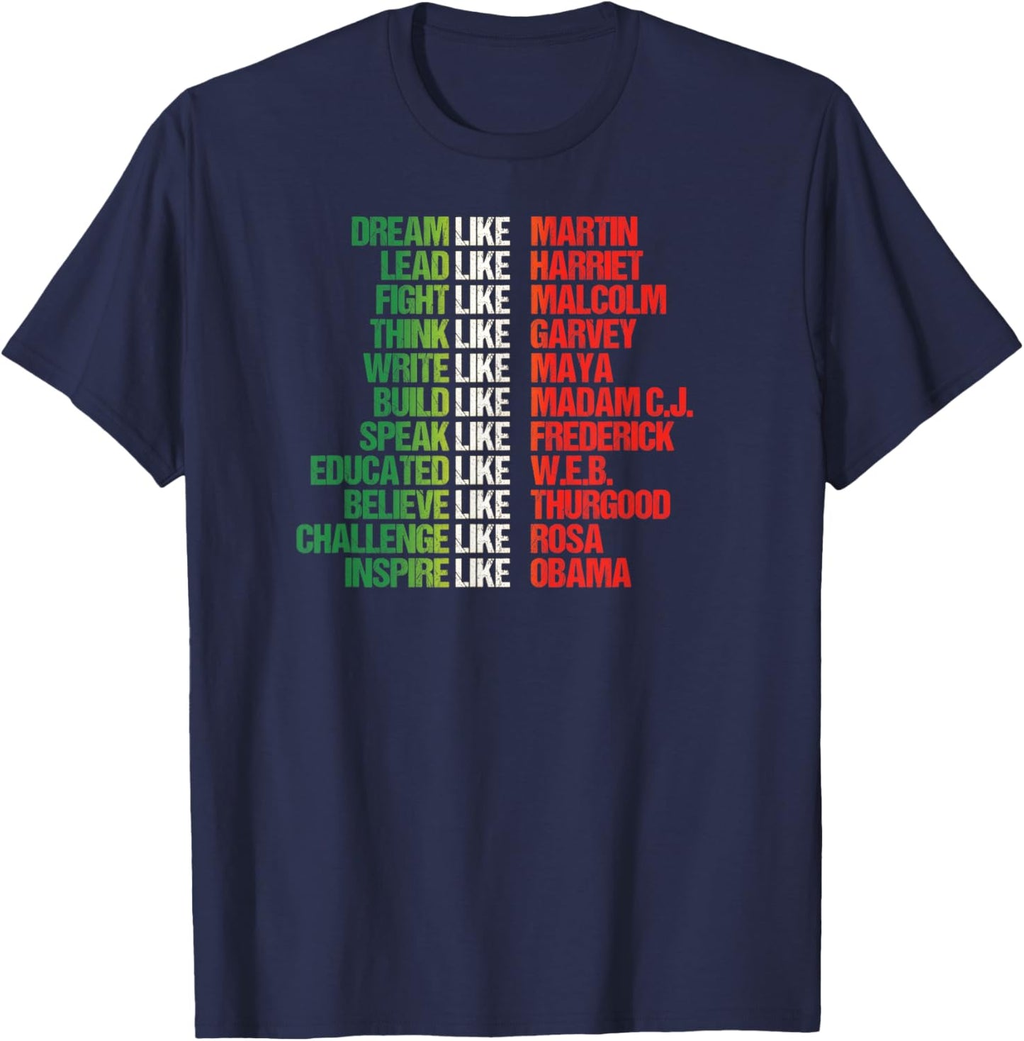 Greatest African-American Leaders Black History Month T-Shirt - T-Shirt | Navy