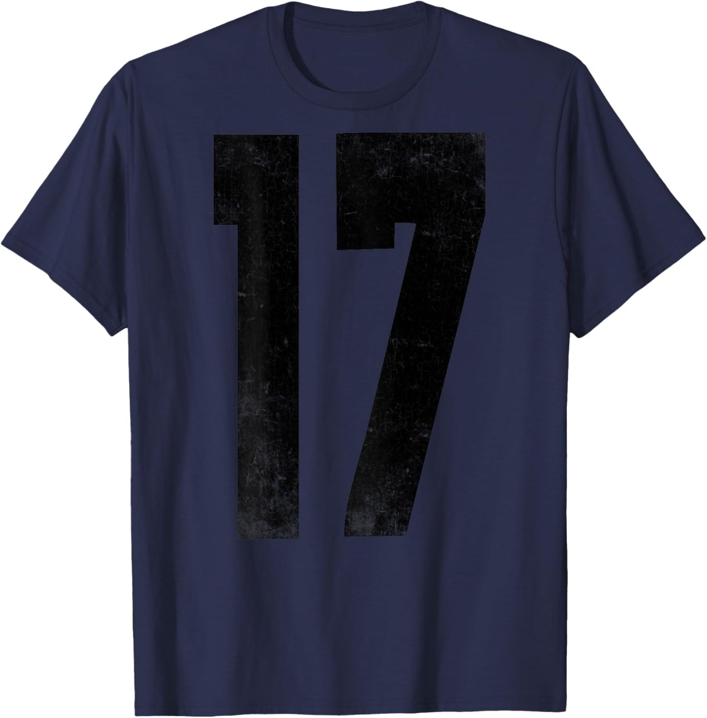 Number 17 Print On Back of Shirt Number #17 Numbered T-Shirt - T-Shirt | Navy