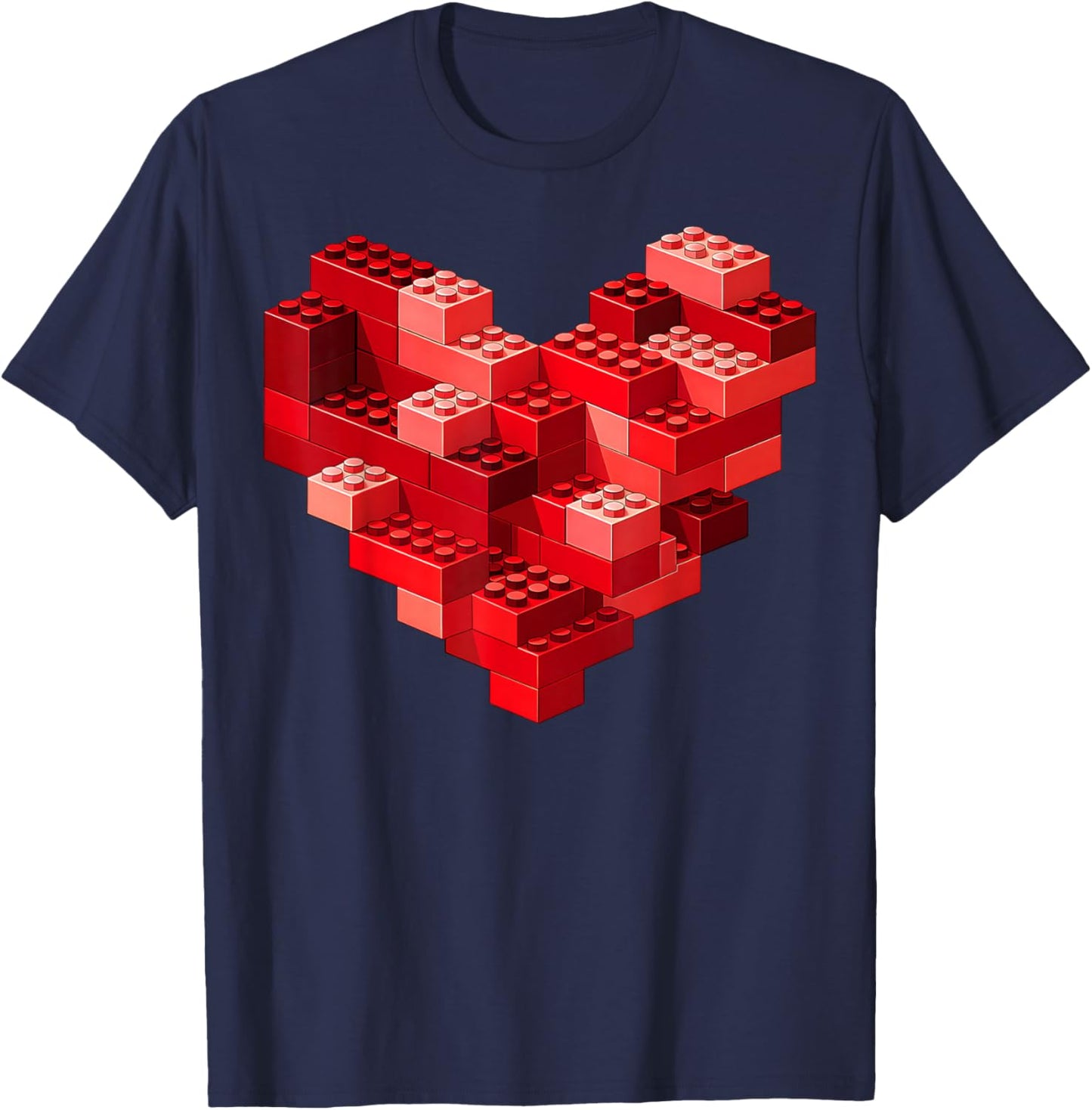 Valentines Day Heart Building Blocks Bricks Boys Kid Toddler T-Shirt - T-Shirt | Navy