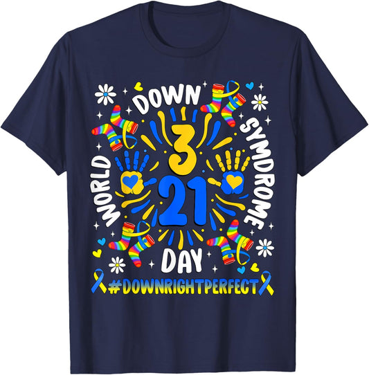 World Down Syndrome Day 321 Awareness Support Men Women Kids T-Shirt - T-Shirt | Navy