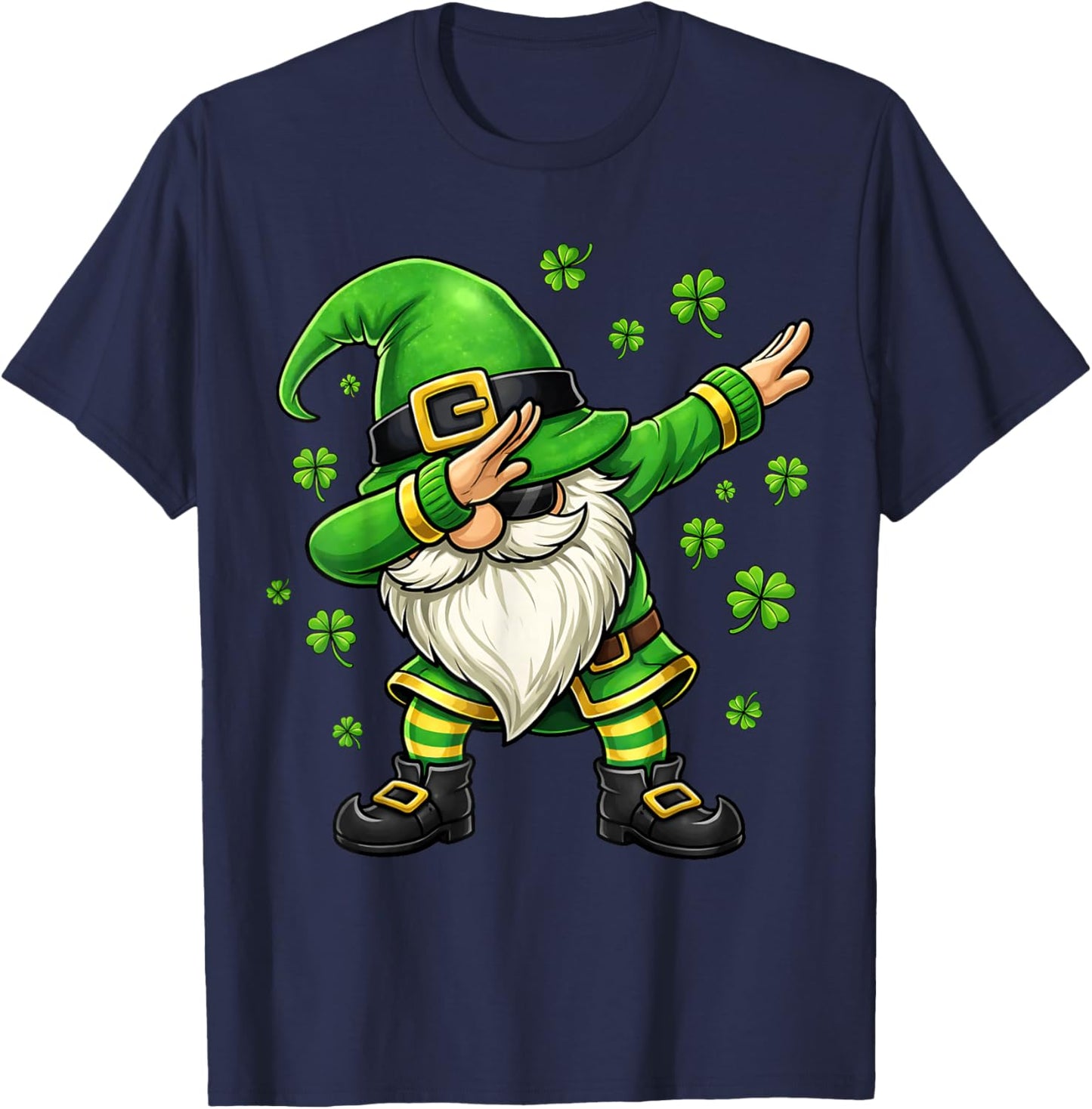 Dabbing Gnome Shamrock St Patricks Day Gnome Men Women Kids T-Shirt - T-Shirt | Navy