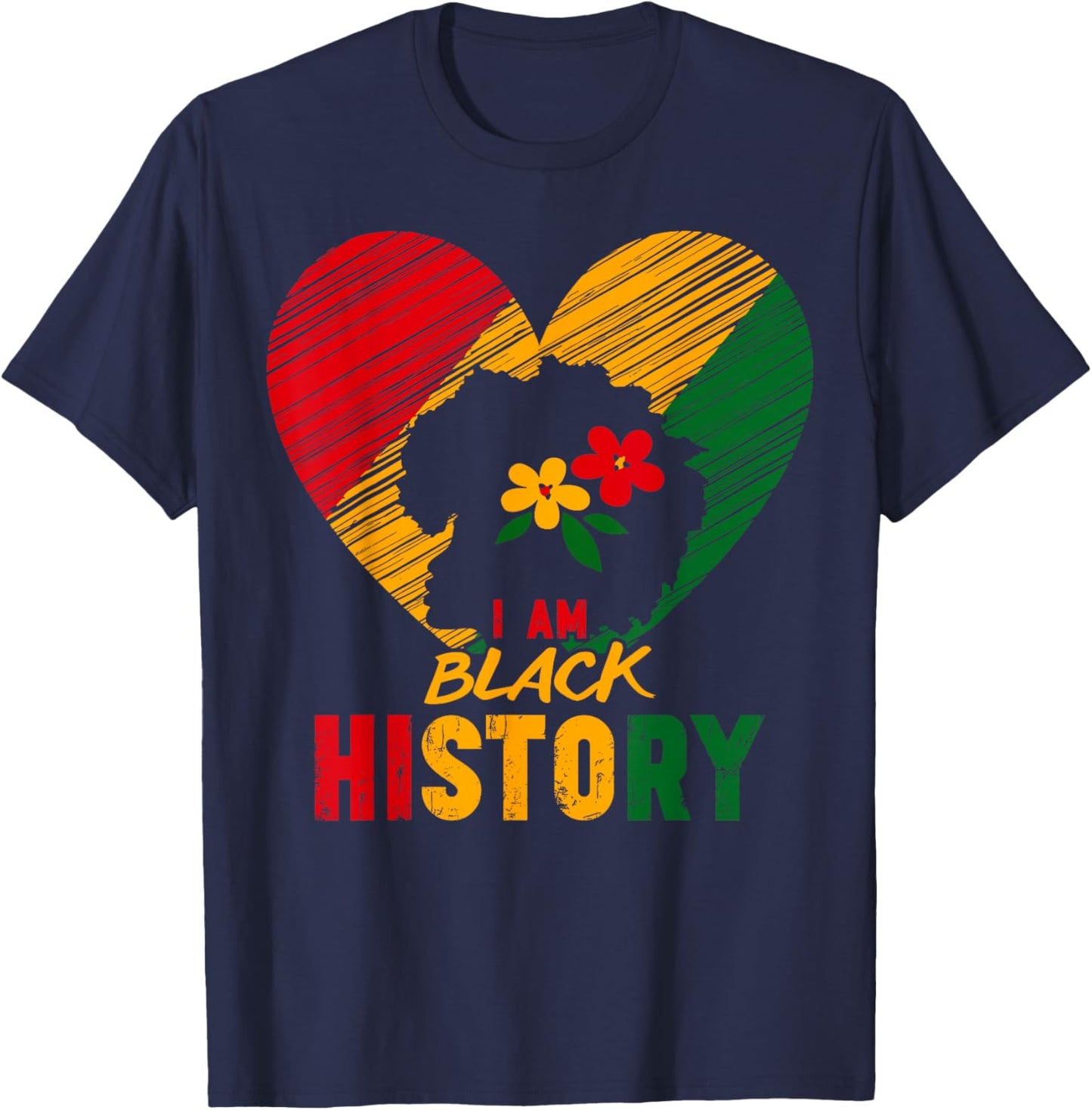 Black History Month African Pride Heart Love Melanin Women T-Shirt - T-Shirt | Navy