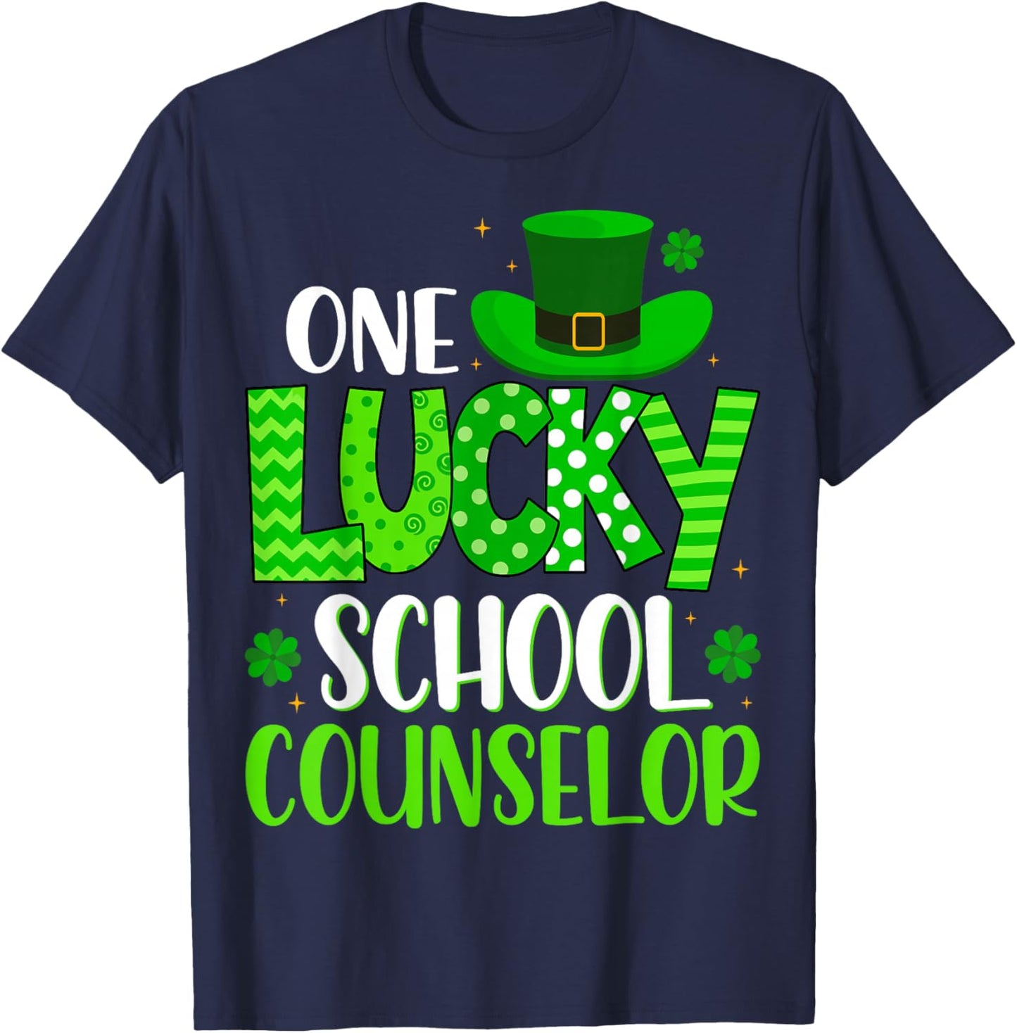 One Lucky School Counselor - St Patricks Day T-Shirt - T-Shirt | Navy