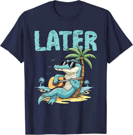Later Gator Beach Vibes Funny Alligator Summer Vacation T-Shirt - T-Shirt | Navy