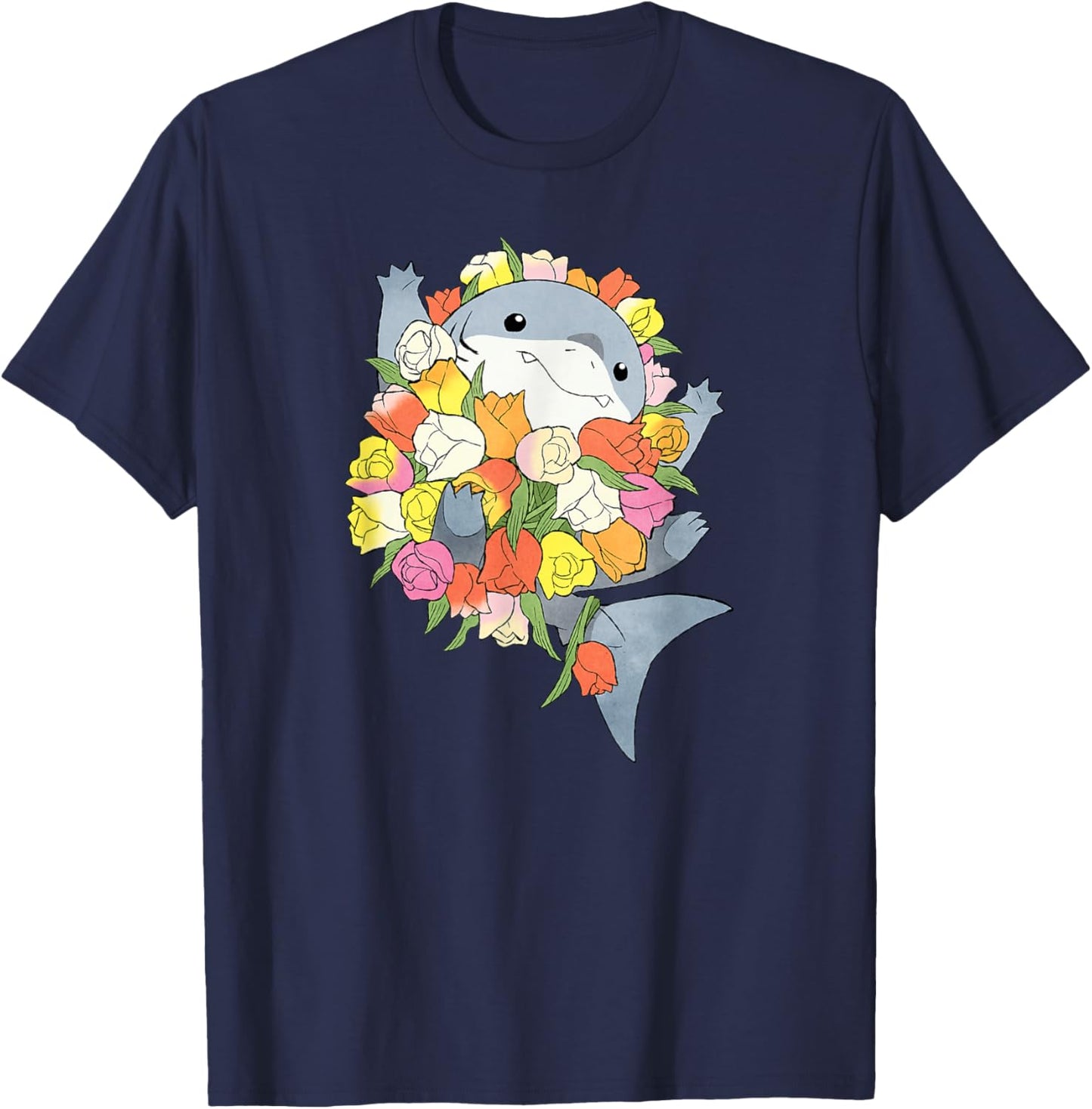 Marvel Jeff The Land Shark Valentine's Day Flower Bouquet T-Shirt - T-Shirt | Navy