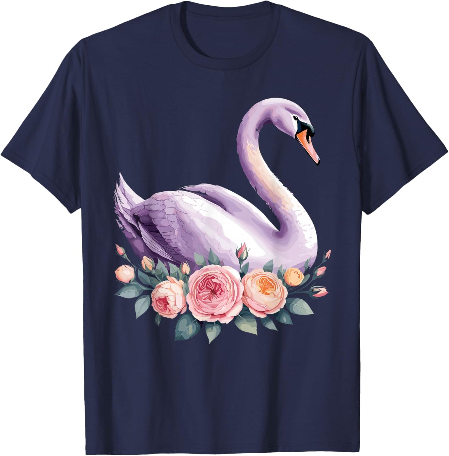 Cute Swan Art Girls Animal Waterfowl Swan Lover T-Shirt - T-Shirt | Navy