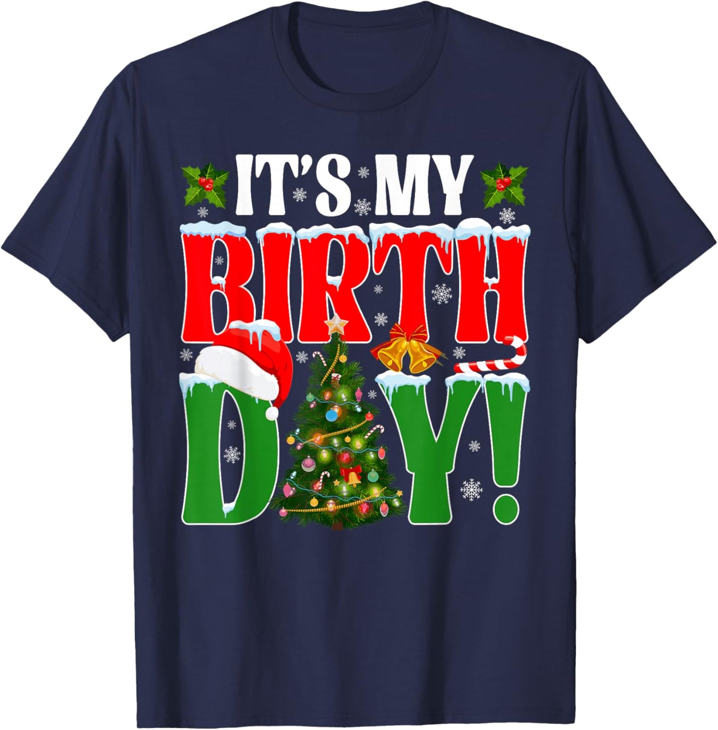 It's My Birthday Merry Christmas Pajamas Kids Boys Girls T-Shirt - T-Shirt | Navy