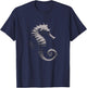 Seahorse Drawing Design T-Shirt - T-Shirt | Navy