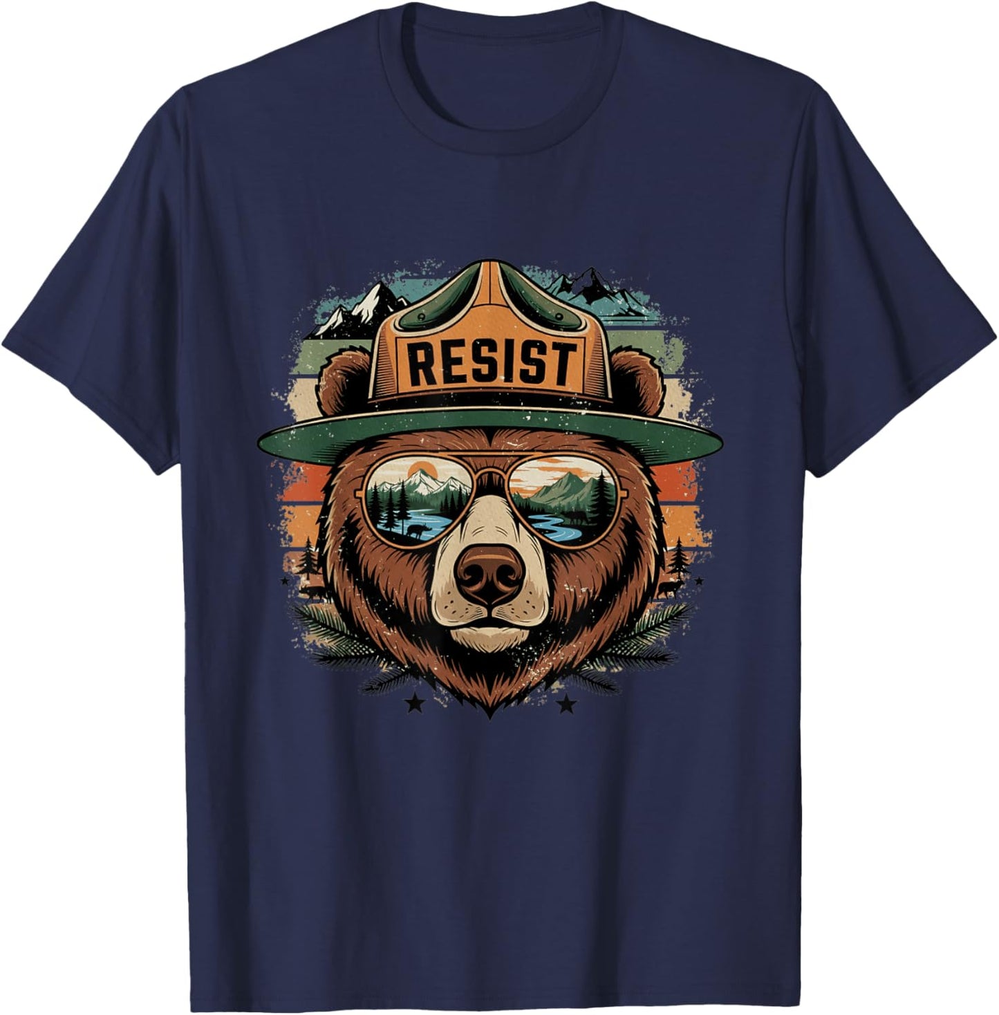 Resist Save National Parks Protect Hiking Camping T-Shirt - T-Shirt | Navy