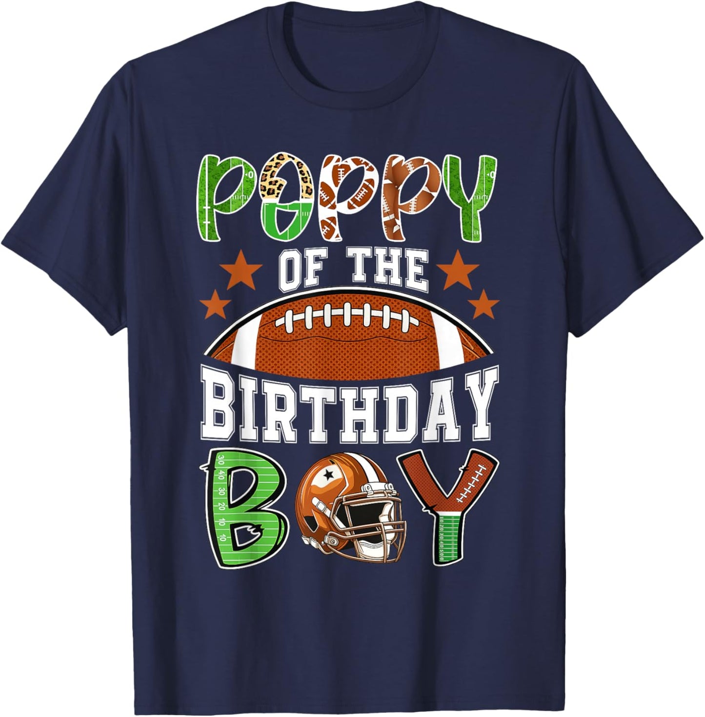 Poppy of The Birthday Boy Football Party Family Matching T-Shirt - T-Shirt | Navy