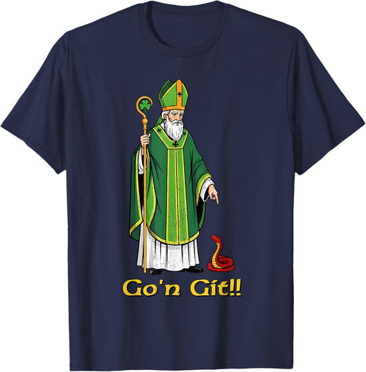 St Patrick Snake Gon Git Funny Saint Paddys Women Men Kids T-Shirt - T-Shirt | Navy
