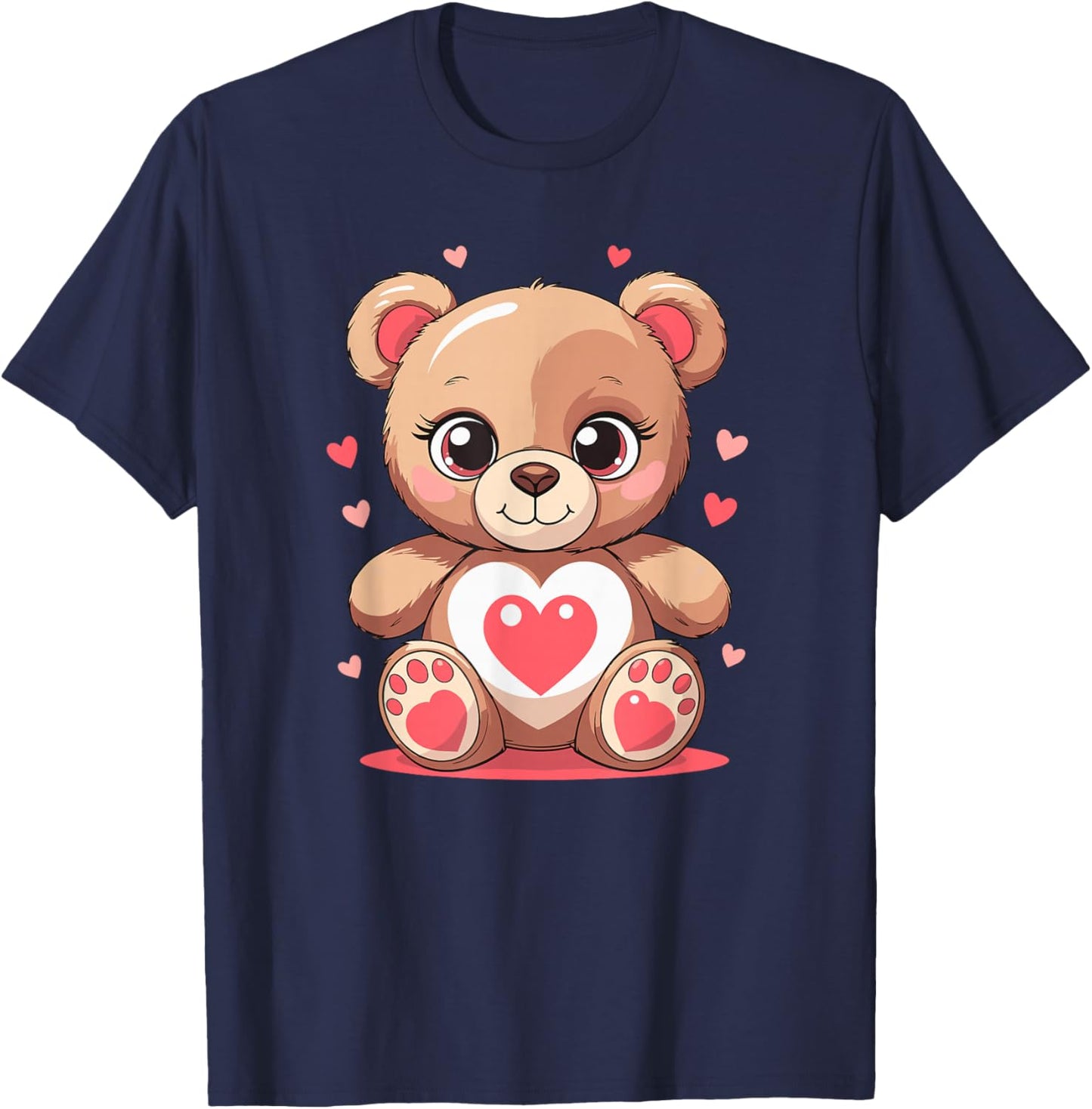 Valentines Day Cute Teddy Bear with Heart Love T-Shirt - T-Shirt | Navy