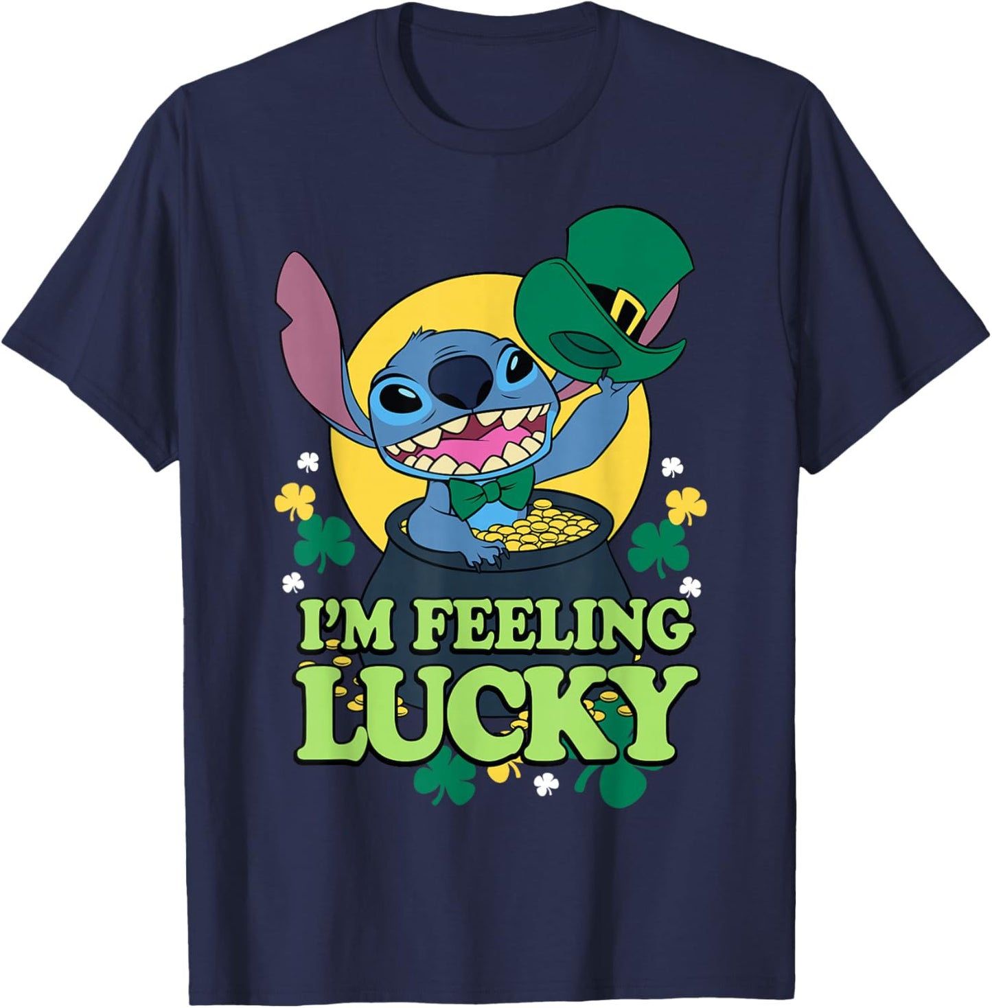 Disney Lilo & Stitch St. Patrick's Day I'm Feeling Lucky T-Shirt - T-Shirt | Navy
