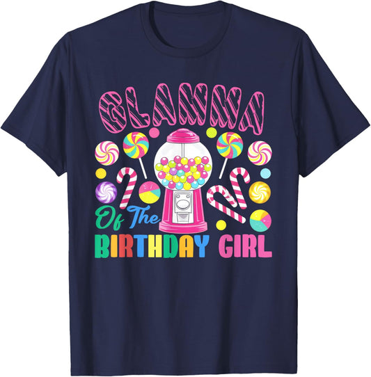 Glamma of The Birthday Girl Candyland Matching Family T-Shirt - T-Shirt | Navy