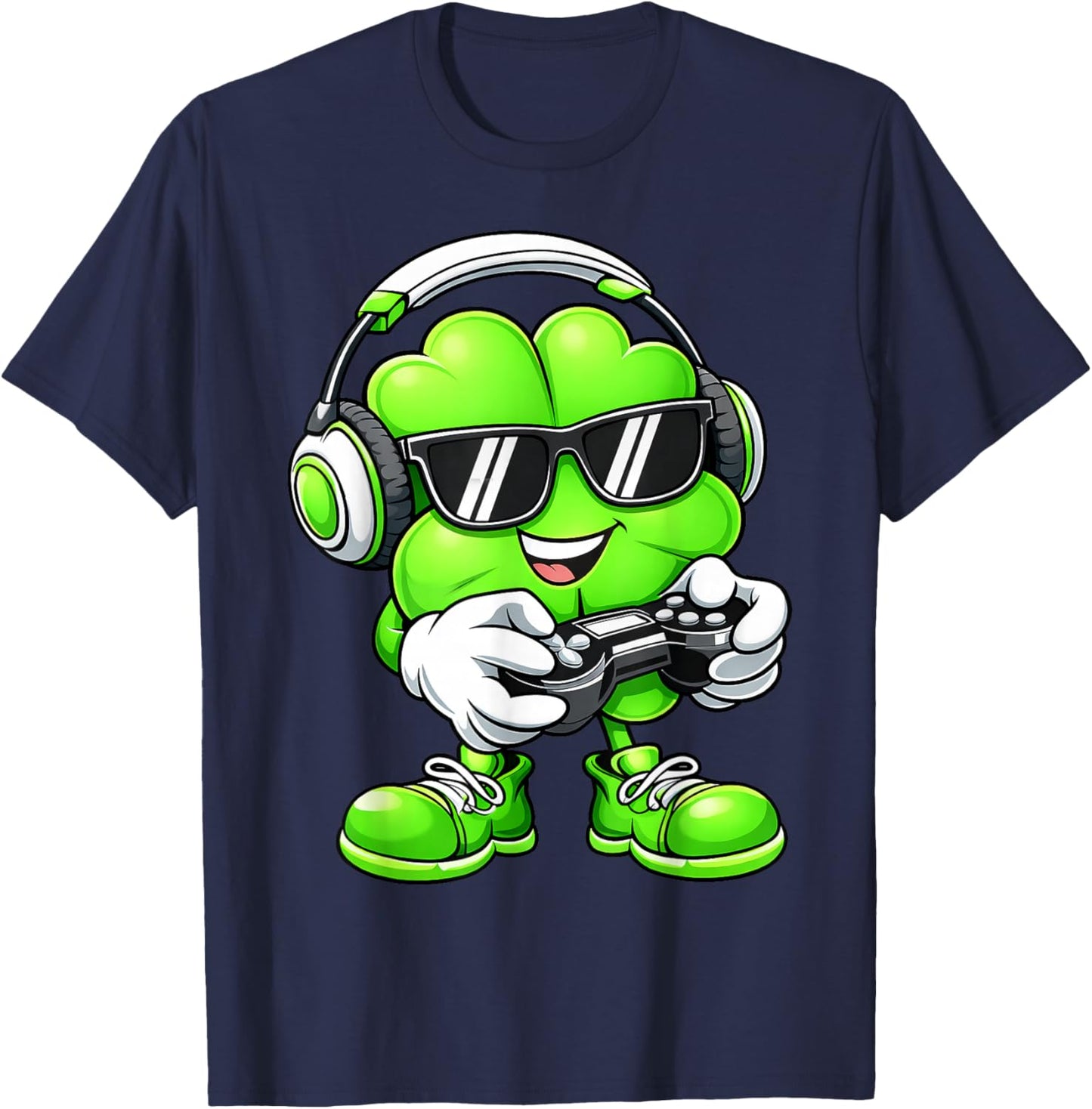 Funny Shamrock Gaming Game Irish St Patrick Day Men Boy T-Shirt - T-Shirt | Navy