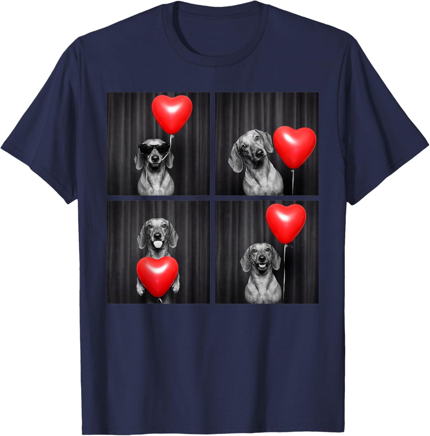 Funny Dachshund Photobooth Dog Lover Design Valentines T-Shirt - T-Shirt | Navy