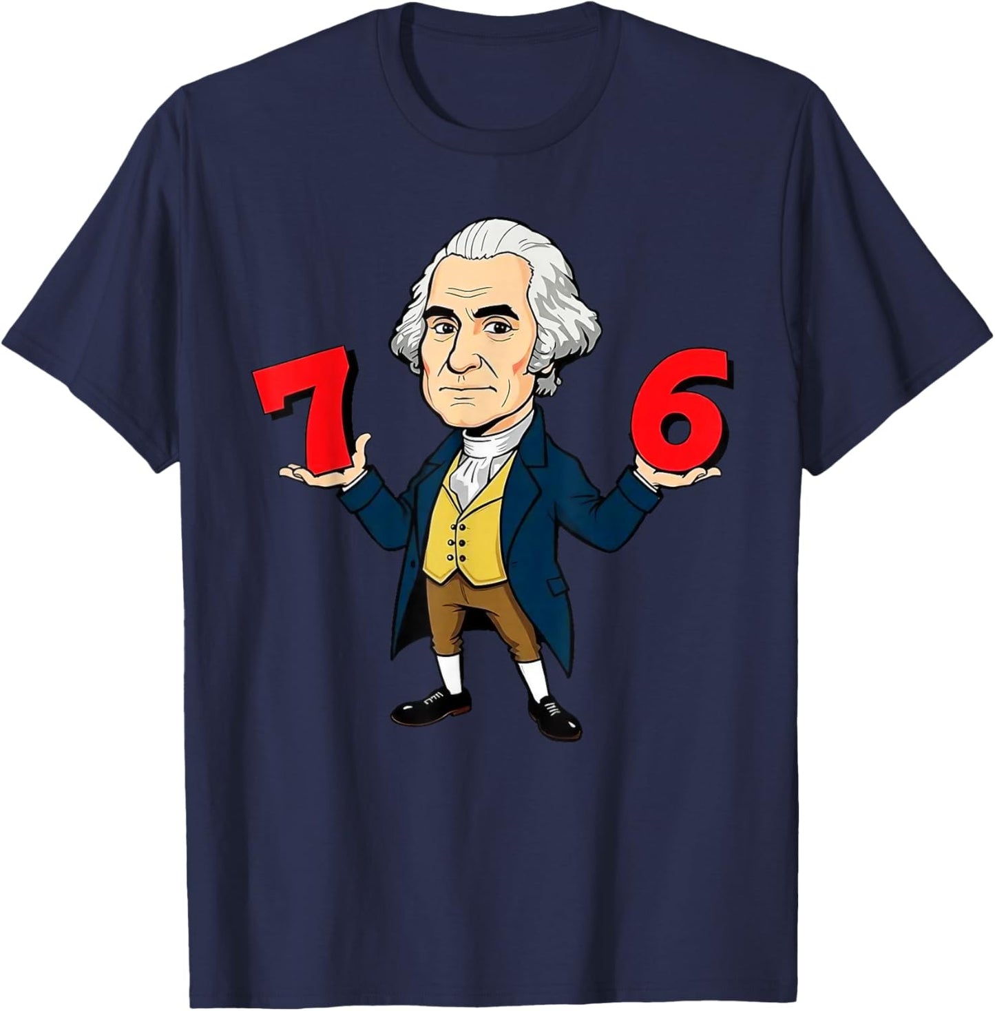 6-7 7-6 George Washington Shirt Six Seven American Design T-Shirt - T-Shirt | Navy