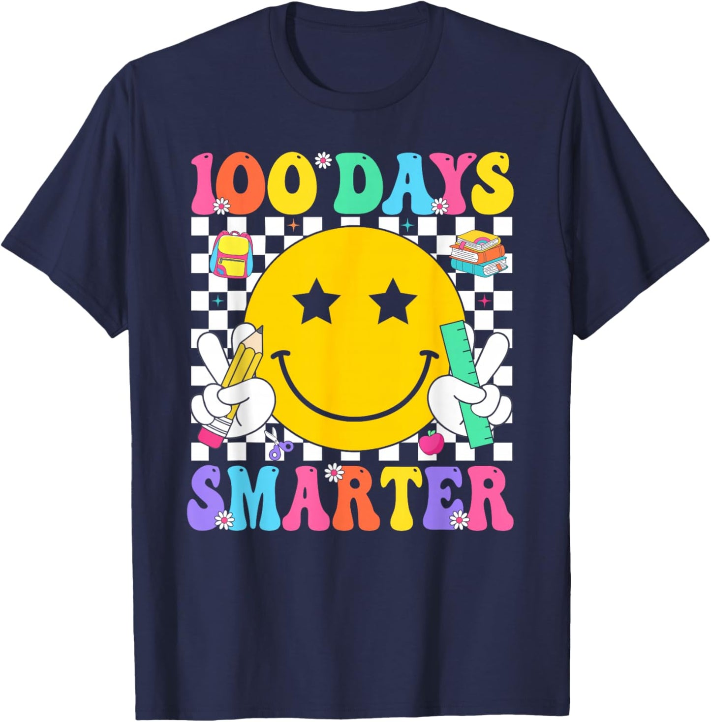 100 Days Smarter Teacher Boys Girls Kids 100th Day of School T-Shirt - T-Shirt | Navy