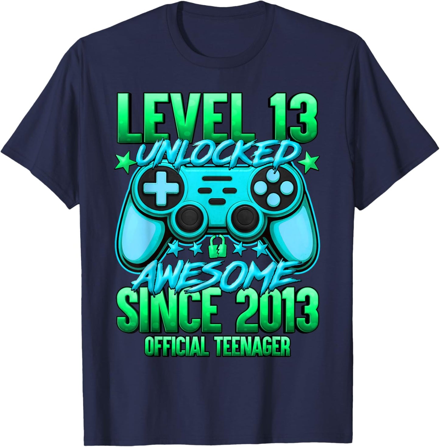 Official Teenager Level 13 Unlocked Boys 13th Birthday Boy T-Shirt - T-Shirt | Navy