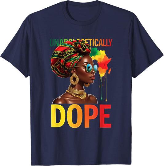 Melanin Queen Headwrap Rooted Faith Rising Afro God African T-Shirt - T-Shirt | Navy