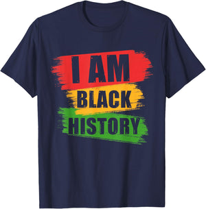 I Am Black History Pride Heart African American Love T-Shirt - T-Shirt | Navy