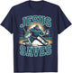 Christian Hockey Jesus Saves Goalie Humor Religious Hockey T-Shirt - T-Shirt | Navy