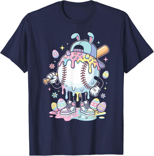 Baseball Drip Icecream Apparel Youth Boy Easter T-Shirt - T-Shirt | Navy