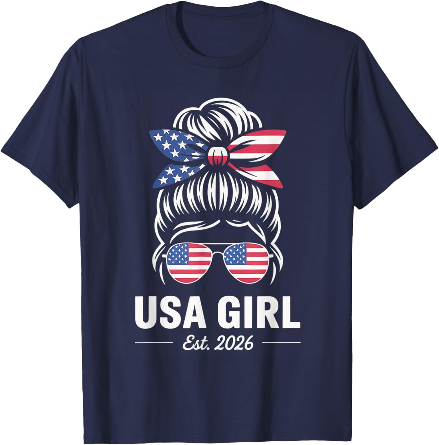 Us Citizen Est 2026 New Citizenship American USA Girl 2026 T-Shirt - T-Shirt | Navy