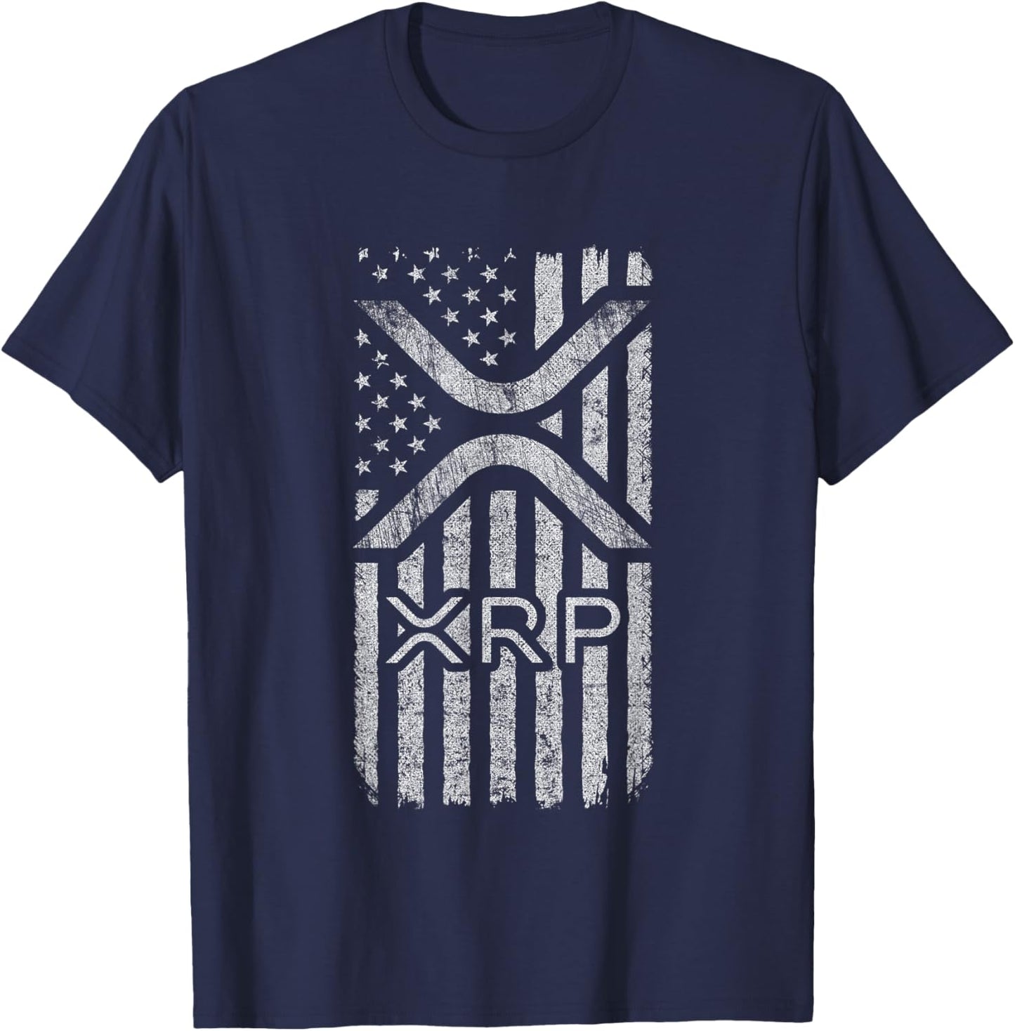 XRP Crypto - XRP Cryptocurrency - American Flag - XRP T-Shirt - T-Shirt | Navy