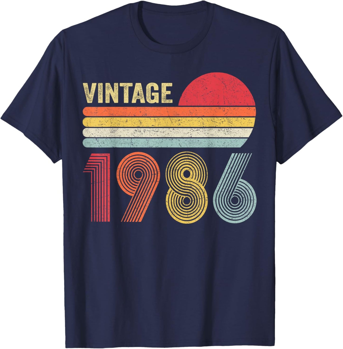 Vintage 1986 40th Birthday Gift Men Women 40 Years Old T-Shirt - T-Shirt | Navy