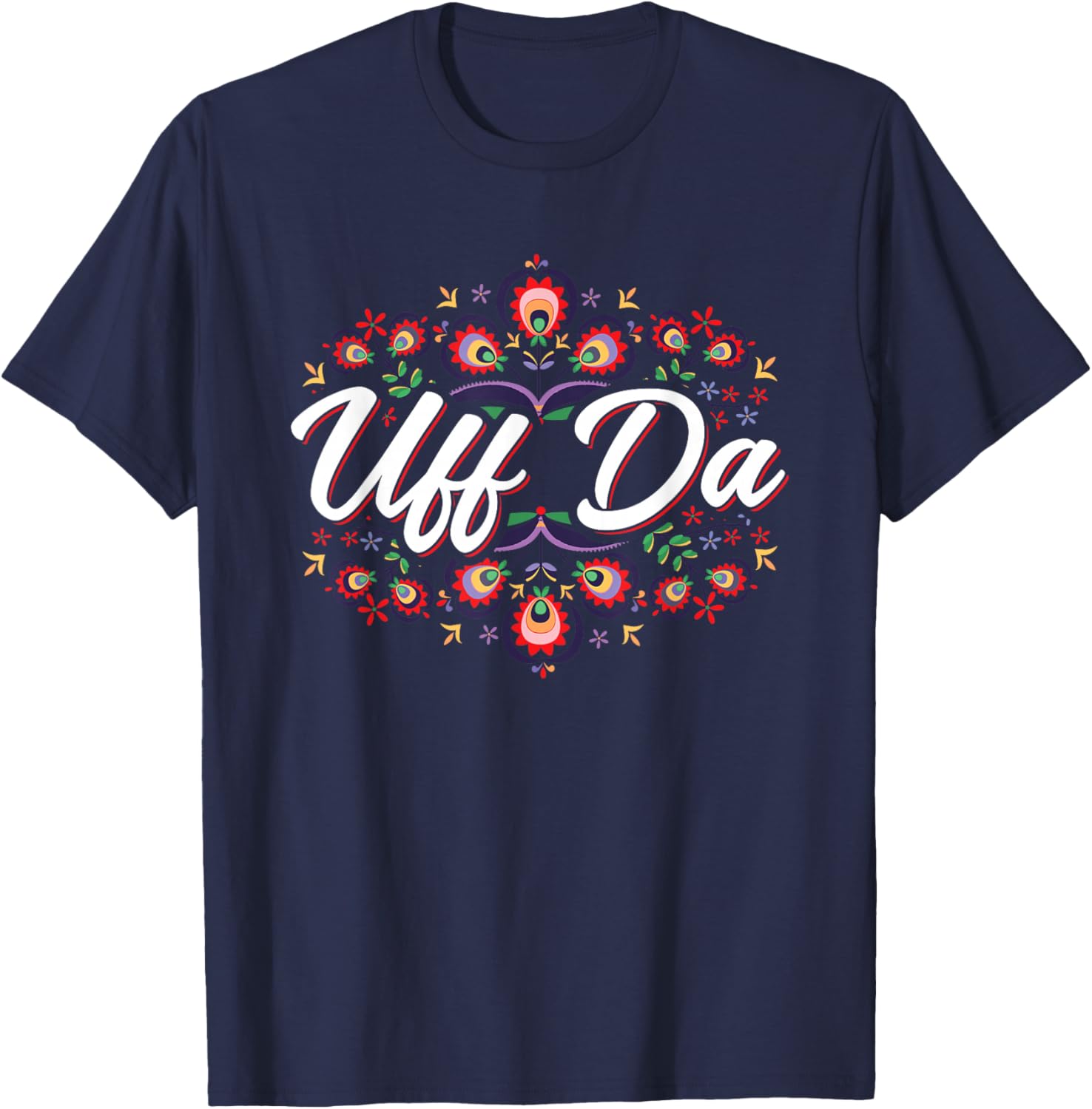 Uff Da Norwegian Pride Design T-Shirt - T-Shirt | Navy