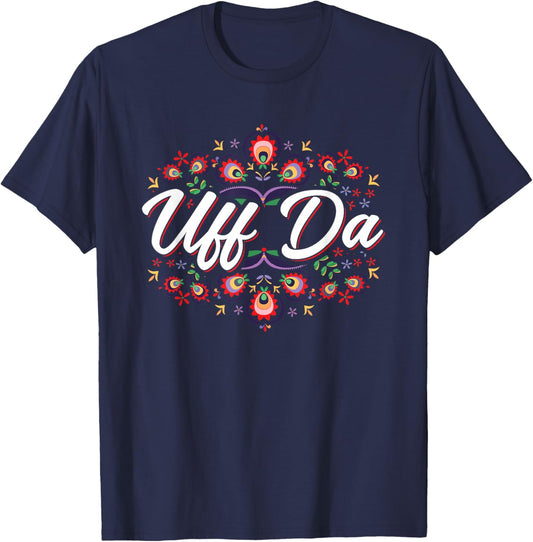 Uff Da Norwegian Pride Design T-Shirt - T-Shirt | Navy