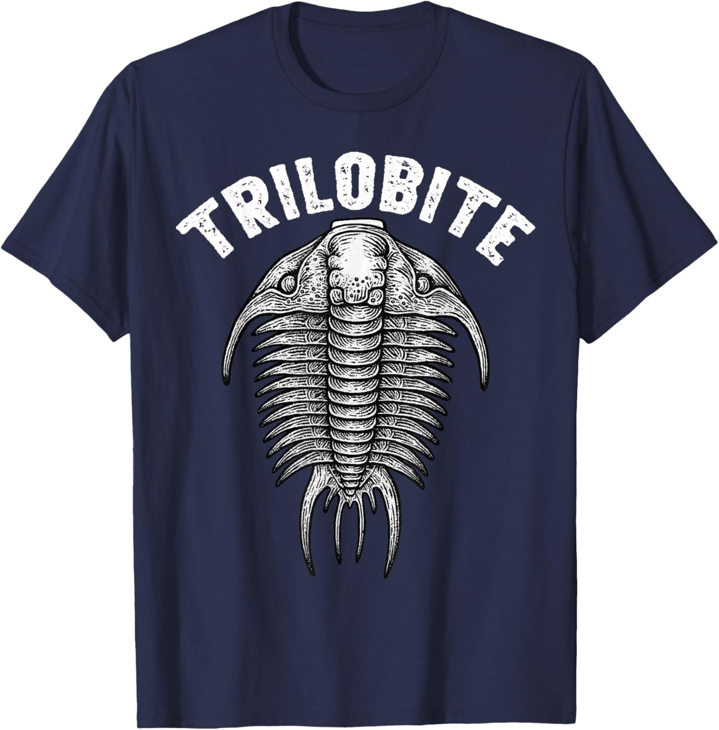 Trilobite Fossil Ancient Arthropod Dorsal View Paleontology T-Shirt - T-Shirt | Navy