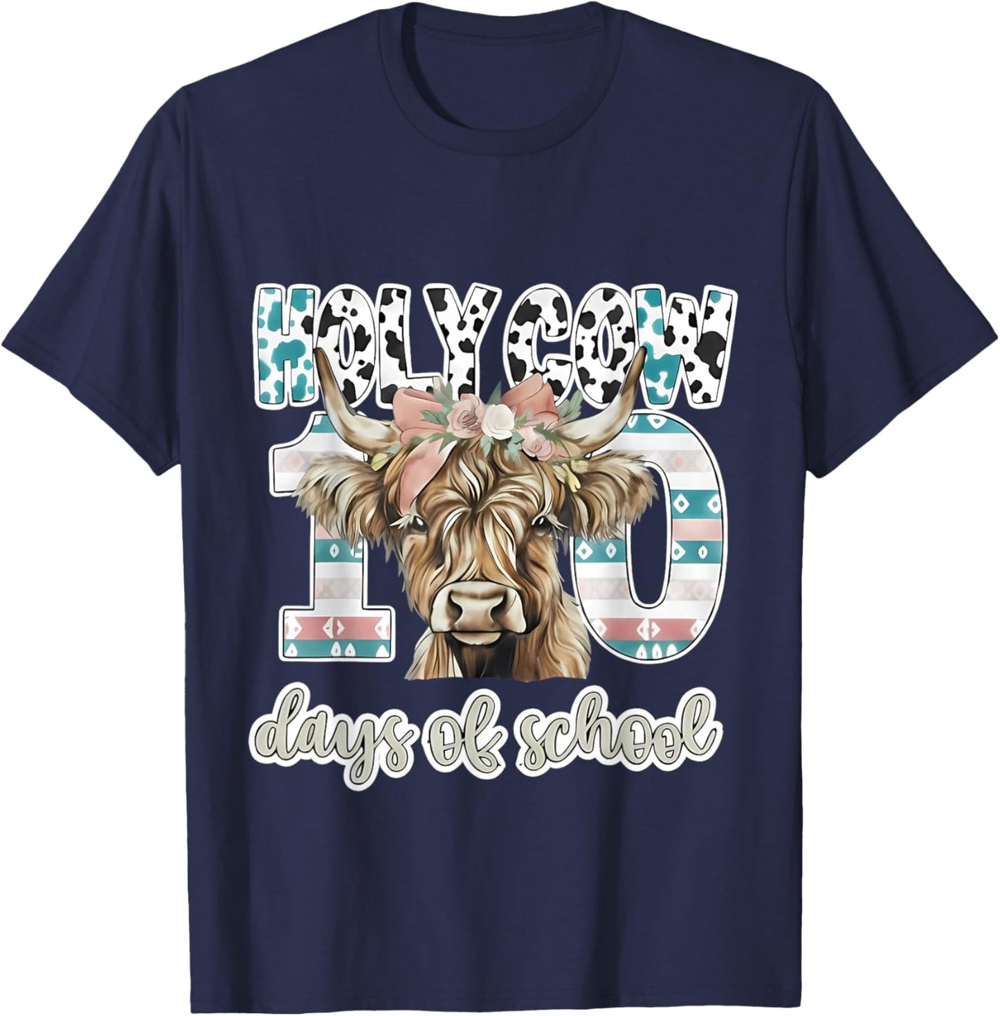 Holy Cow 100 Days of School 100th Day Smarter Teacher Kids T-Shirt - T-Shirt | Navy