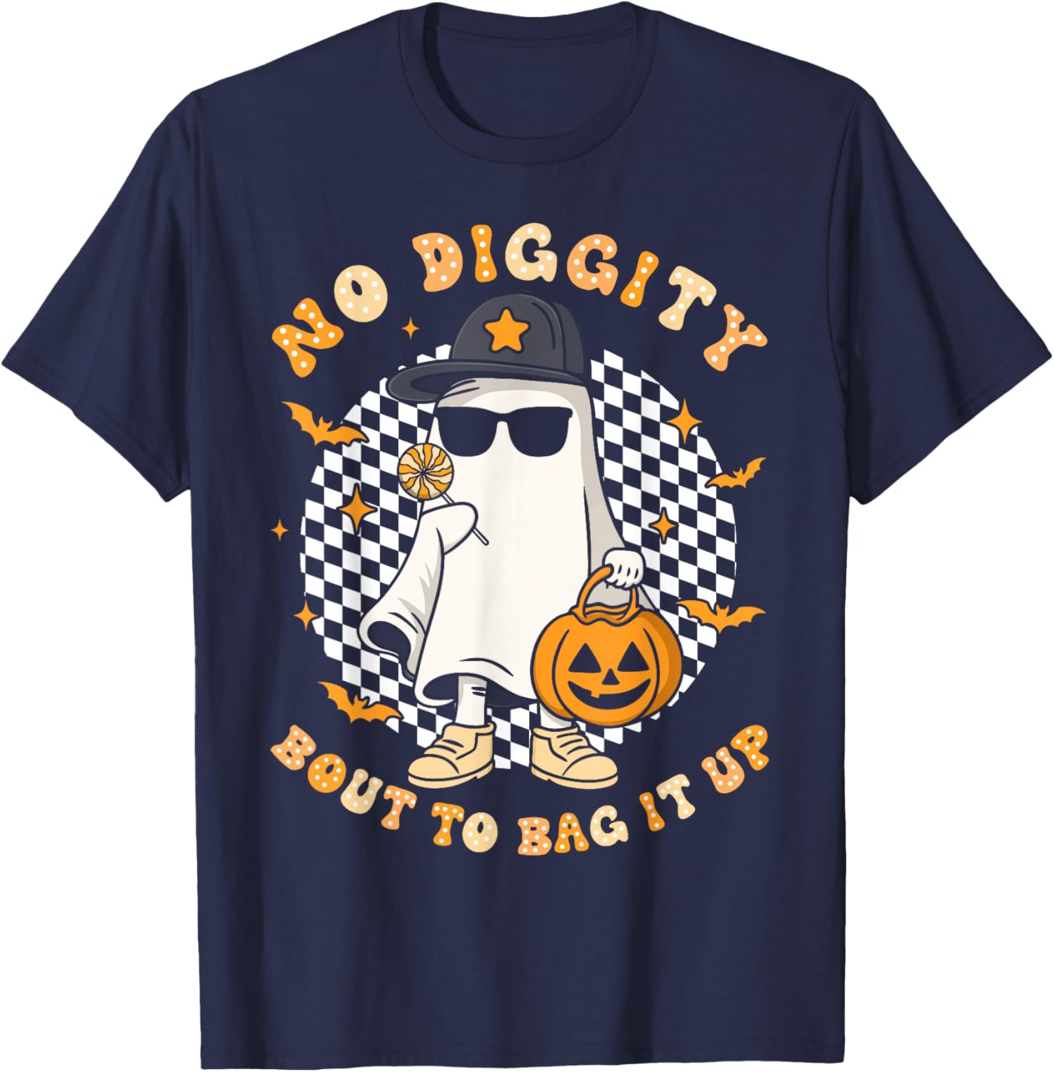 Halloween Ghost No Diggity Bout to Bag it Up Toddler Kids T-Shirt - T-Shirt | Navy