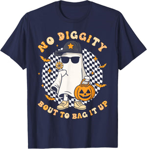 Halloween Ghost No Diggity Bout to Bag it Up Toddler Kids T-Shirt - T-Shirt | Navy