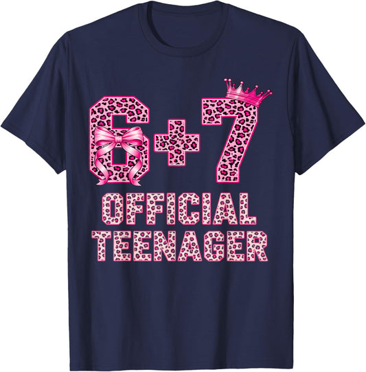 13th Birthday Girl Official Teenager Six Seven Meme Birthday T-Shirt - T-Shirt | Navy