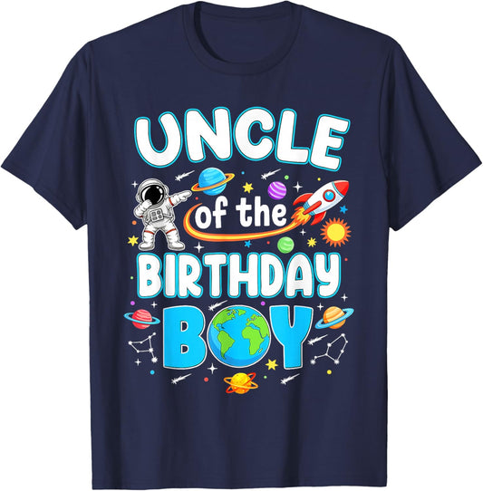 Uncle of The Birthday Boy Astronaut Family Space Planets T-Shirt - T-Shirt | Navy
