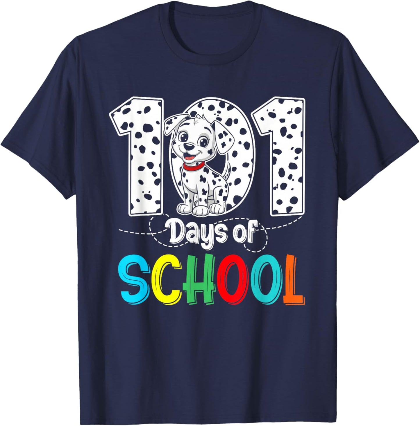 Happy 101 Days School Cute Dog 100 Days Smarter Student Kids T-Shirt - T-Shirt | Navy