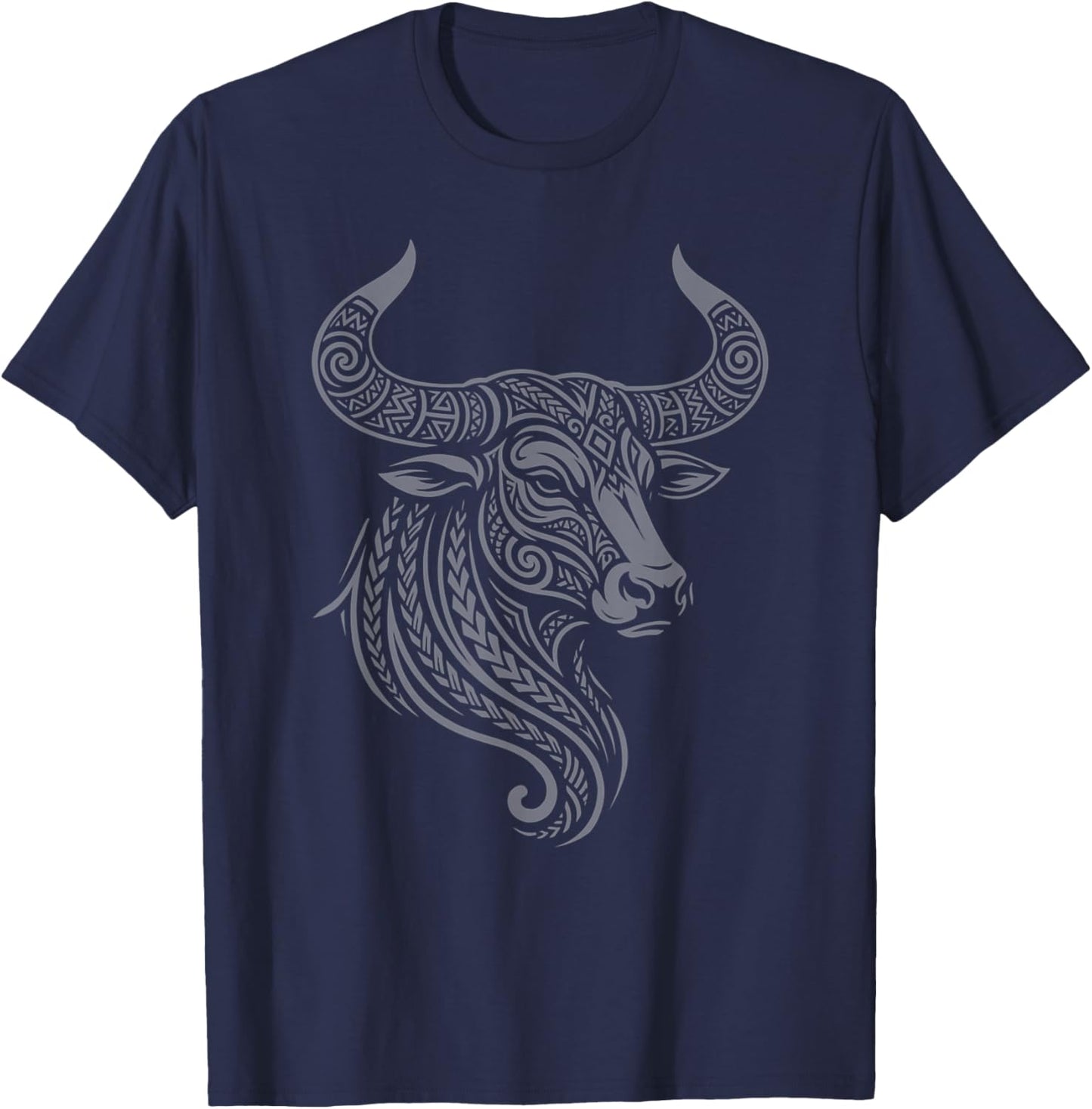 Taurus Zodiac Sign Tribal Tattoo Art Bull Horoscope T-Shirt - T-Shirt | Navy
