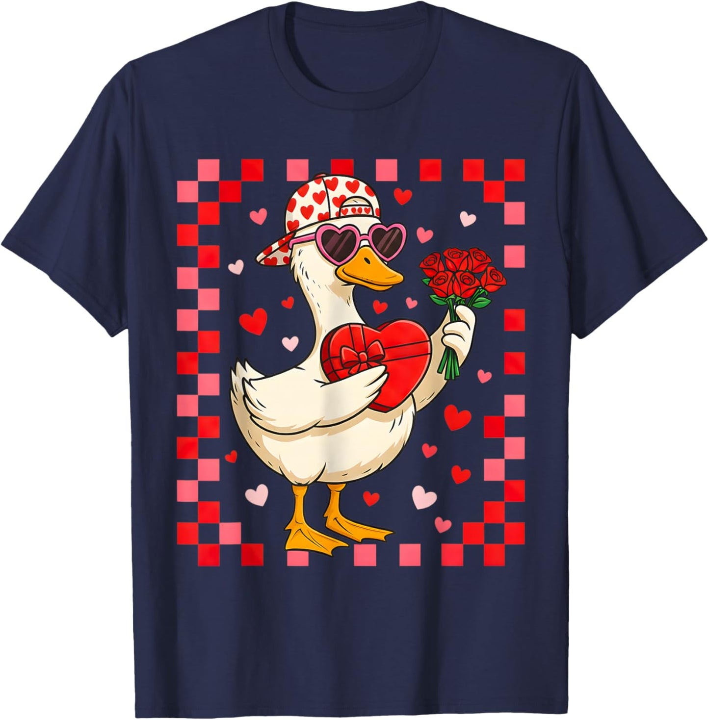 Funny Valentines Day Duck Heart Valentine Cupid Kids Boys T-Shirt - T-Shirt | Navy