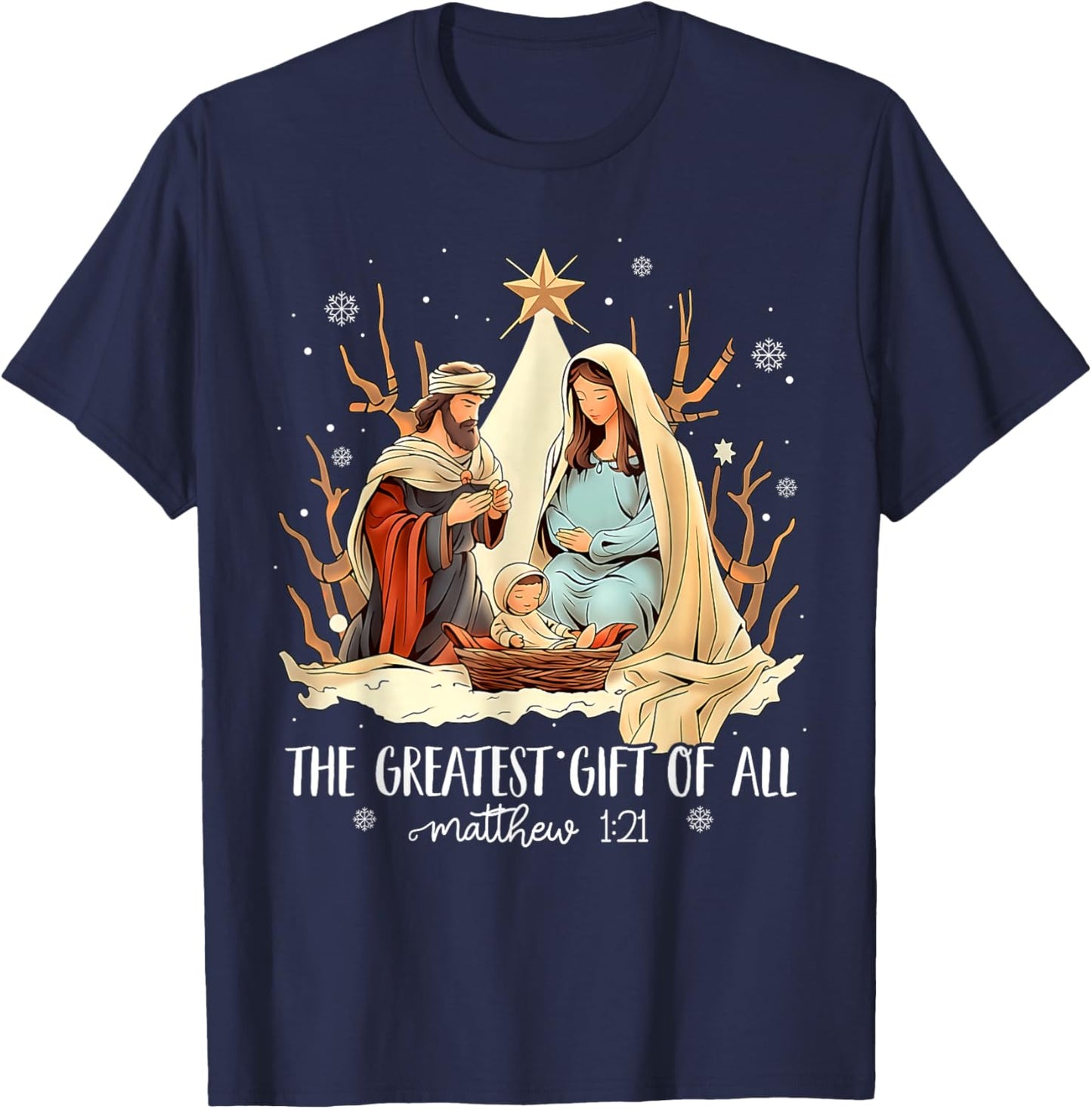 The Greatest Gift All Christmas Nativity Jesus Christian T-Shirt - T-Shirt | Navy