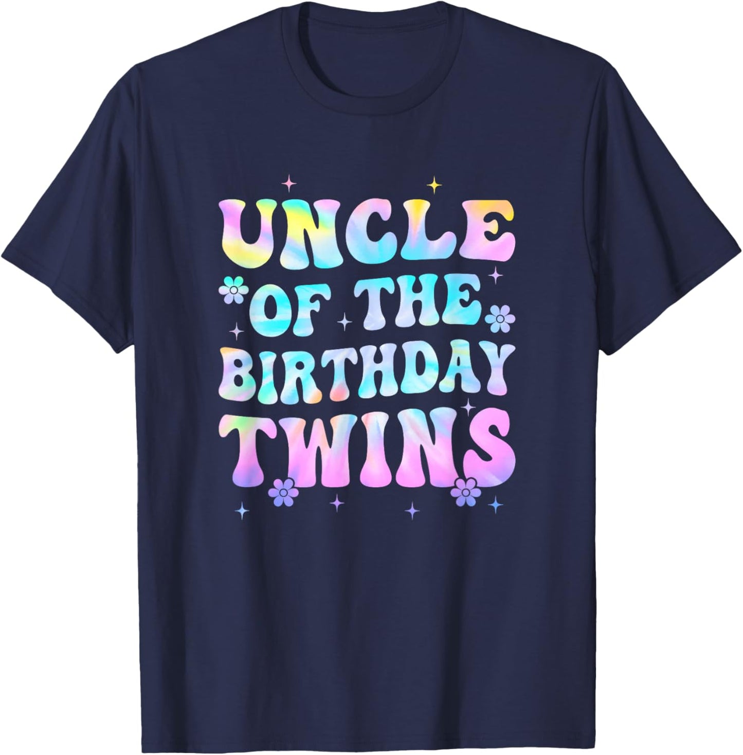 Uncle of The Birthday Twins Girls Kids Party Retro Bday T-Shirt - T-Shirt | Navy