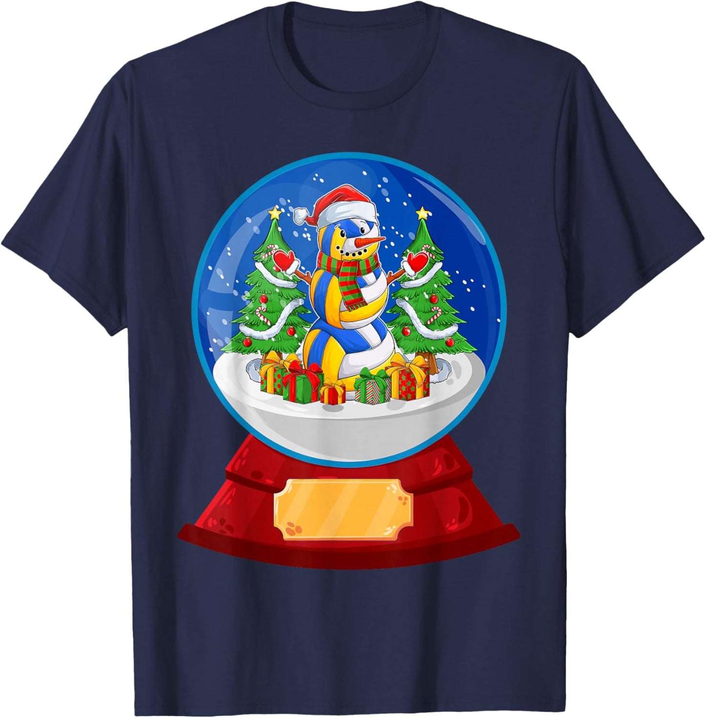 Snowman Volleyball Santa Hat Merry Christmas Pajamas Women T-Shirt - T-Shirt | Navy