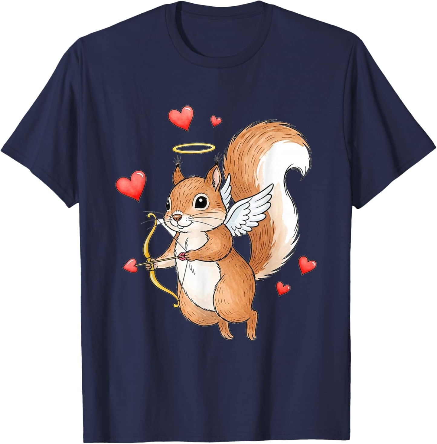 Cupid Squirrel Love Valentine's Day Romantic Art T-Shirt - T-Shirt | Navy