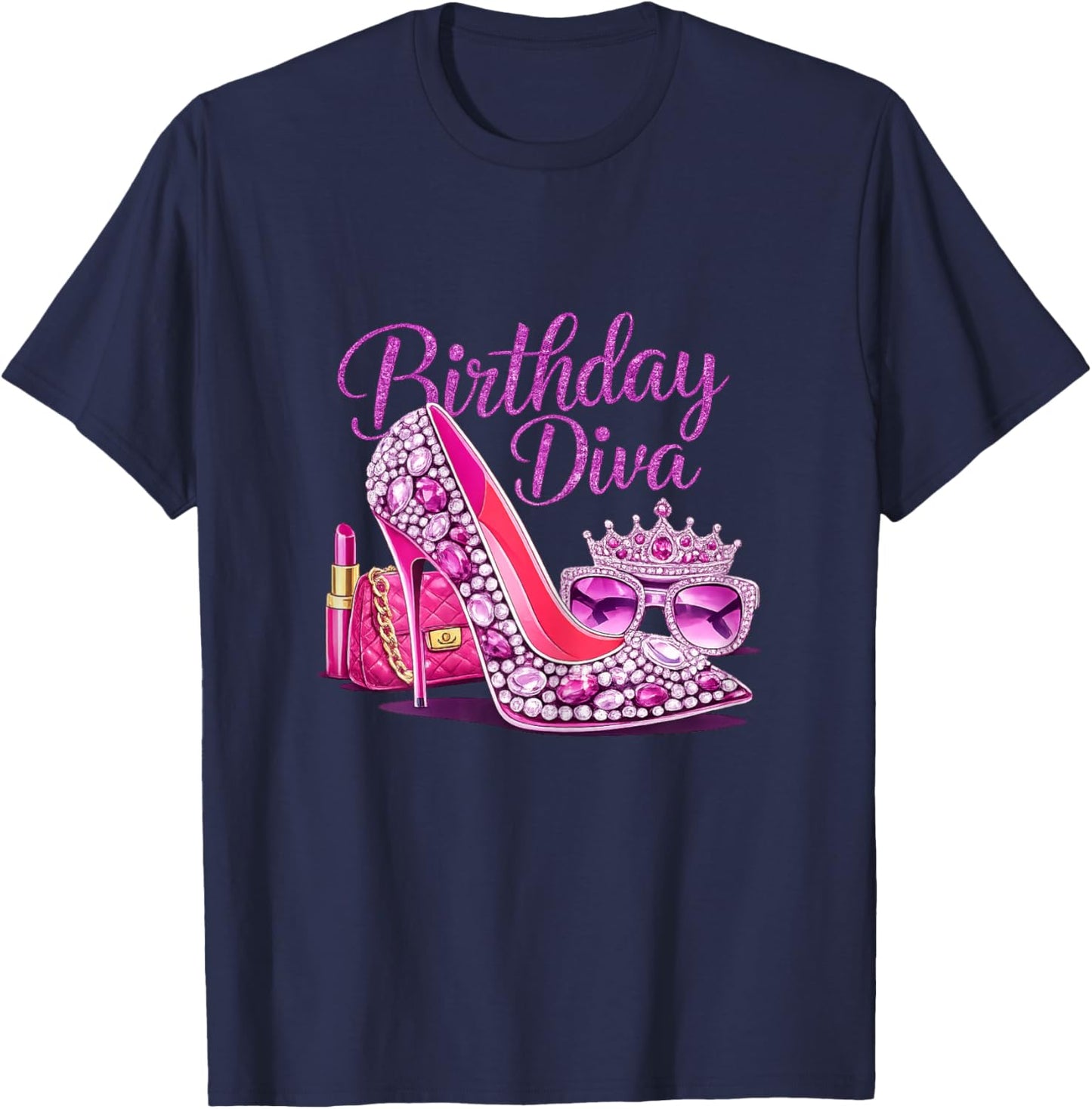 Girls Women Birthday Diva Happy Birthday Party T-Shirt - T-Shirt | Navy