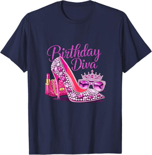 Girls Women Birthday Diva Happy Birthday Party T-Shirt - T-Shirt | Navy