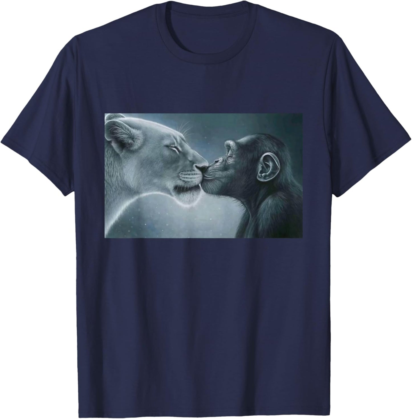 Lion Yelling Monkey Meme Rage Bait T-Shirt - T-Shirt | Navy